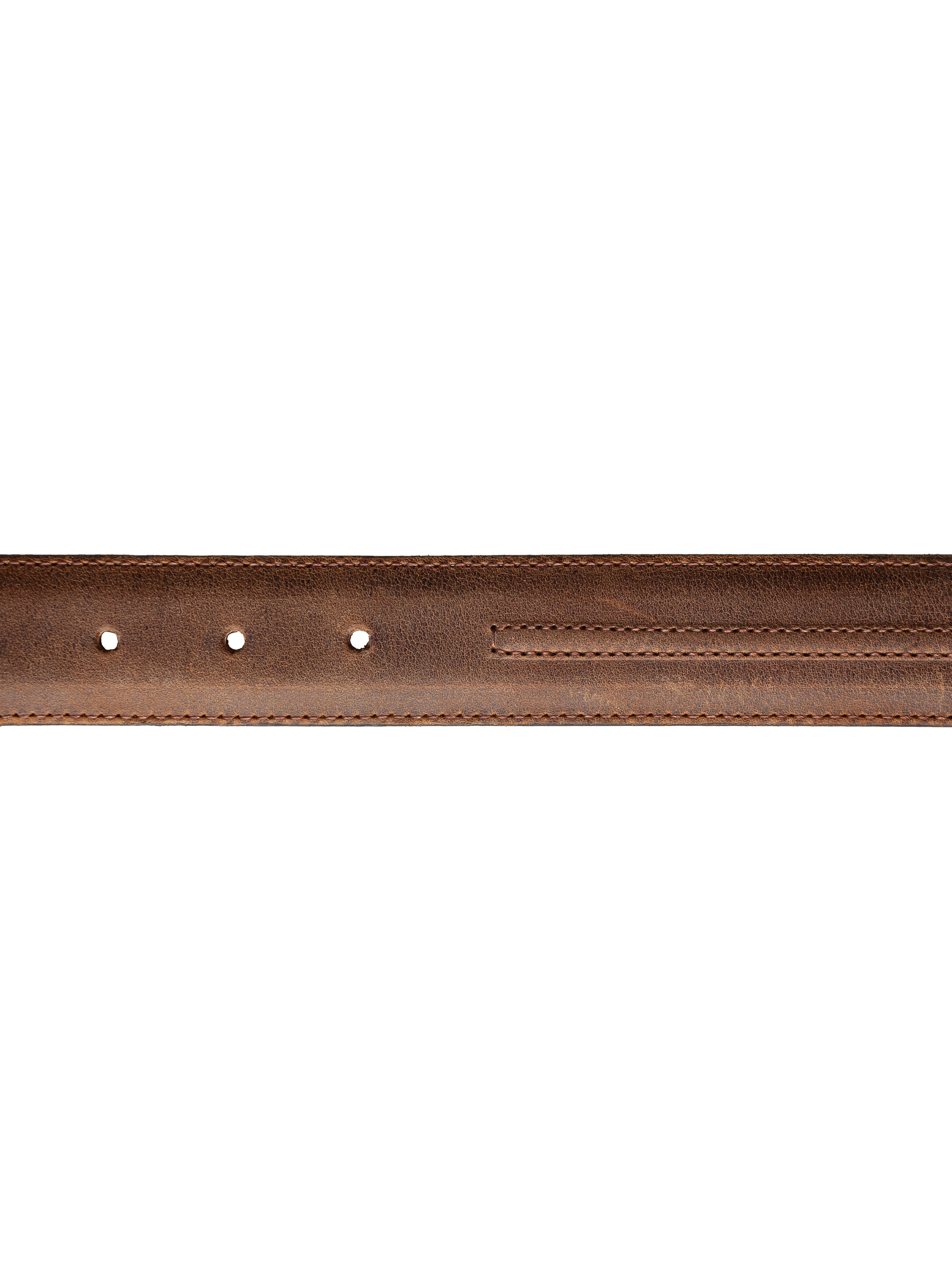 Vista del cuerpo del Cinturón Fino Aquiles Café Estilo 12 de 7 Leguas, destacando su diseño elegante y único con pequeño bordo, disponible en Boot Place.