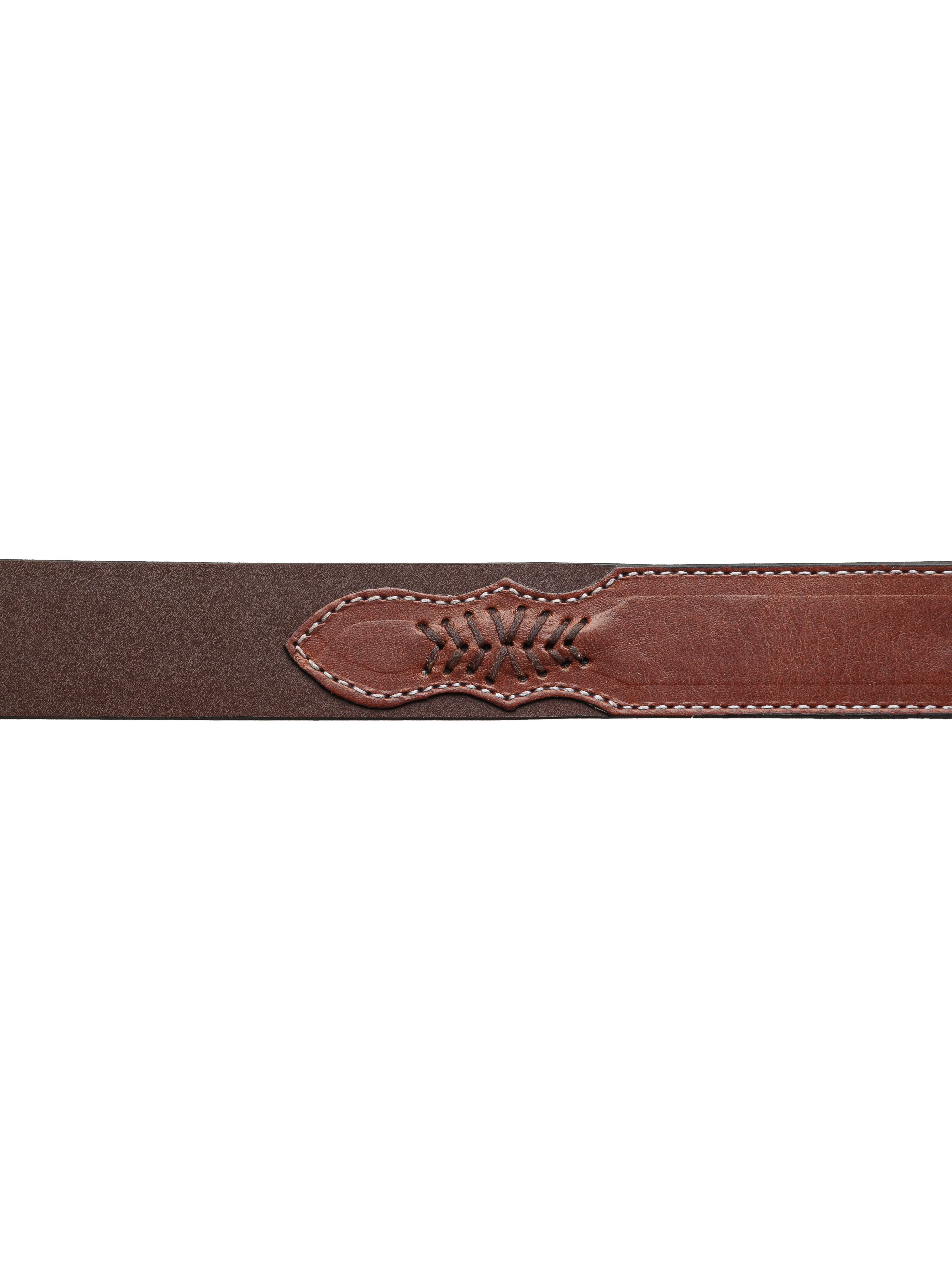 Vista del cuerpo trasero del Cinturón Vaquero Sillero Ocre Estilo 11 de 7 Leguas, mostrando la parte posterior de la piel de res, disponible en Boot Place.