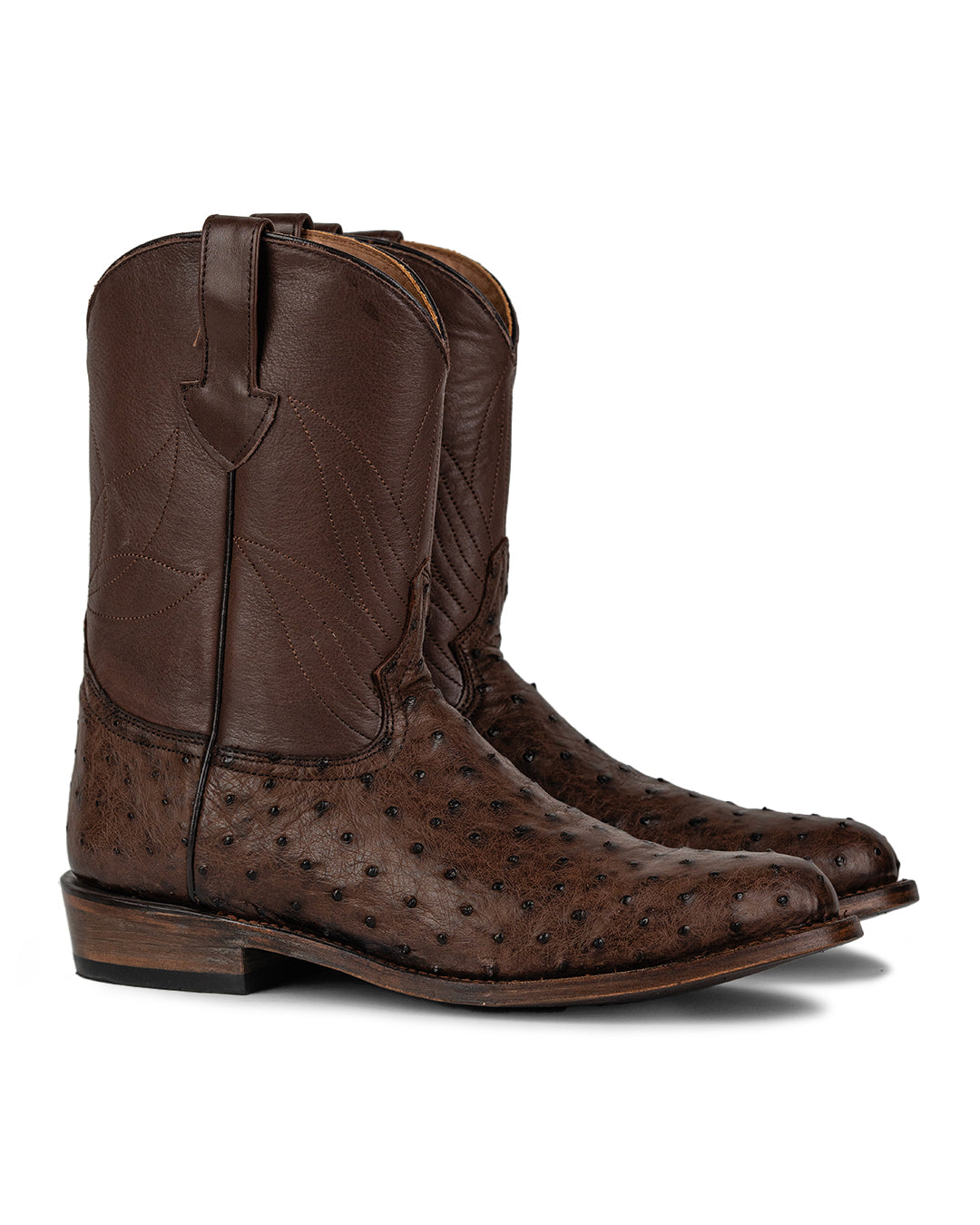 Men's Exotic Dark Brown Full-Quill Ostrich Boots