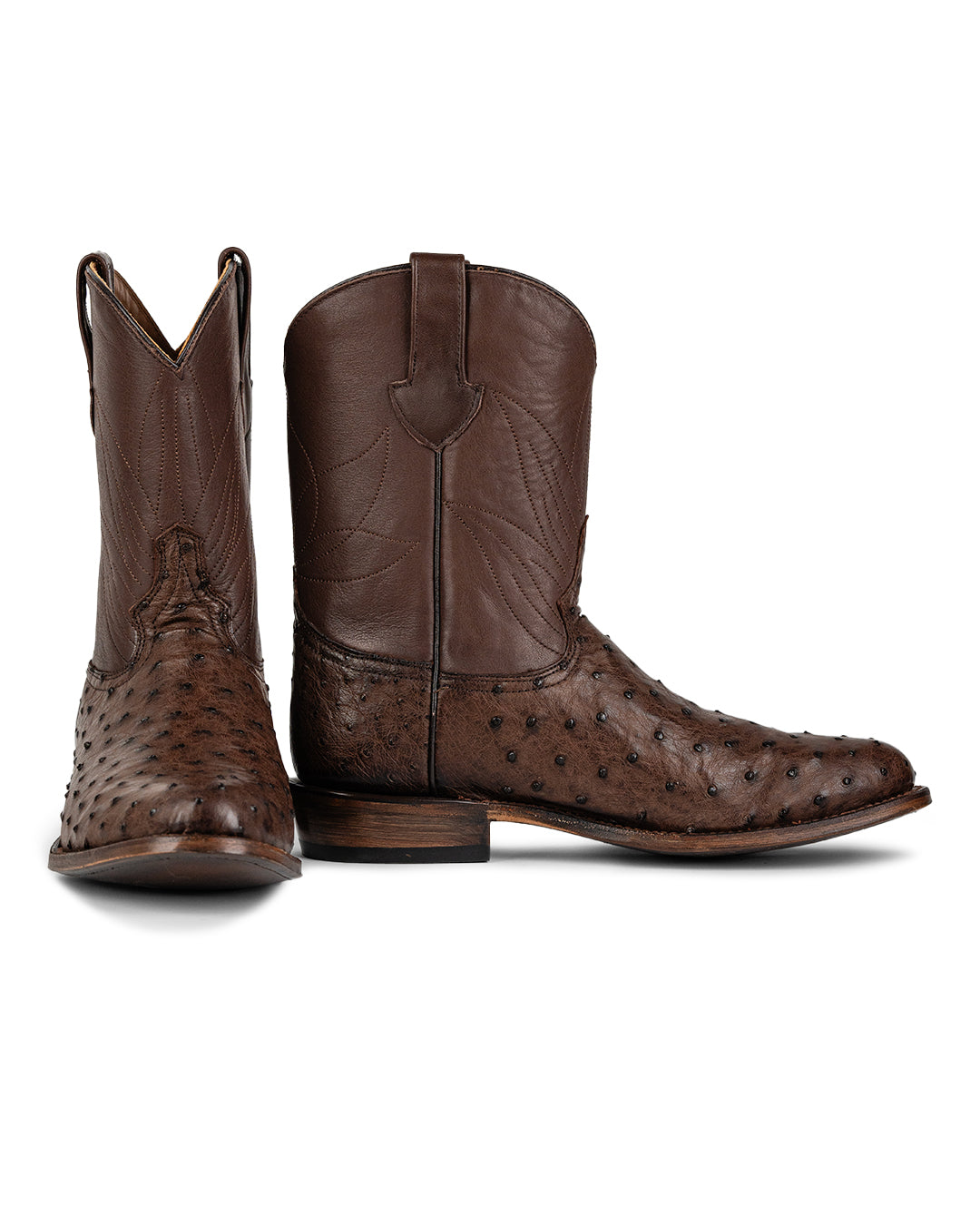 Men's Exotic Dark Brown Full-Quill Ostrich Boots