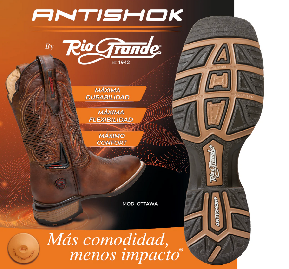 Bota Vaquera de Rodeo Rio Grande Maverick 01