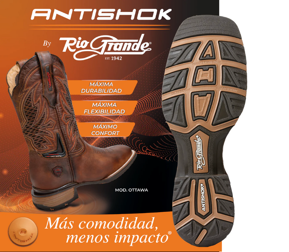 Bota Vaquera de Rodeo Rio Grande Denver 01