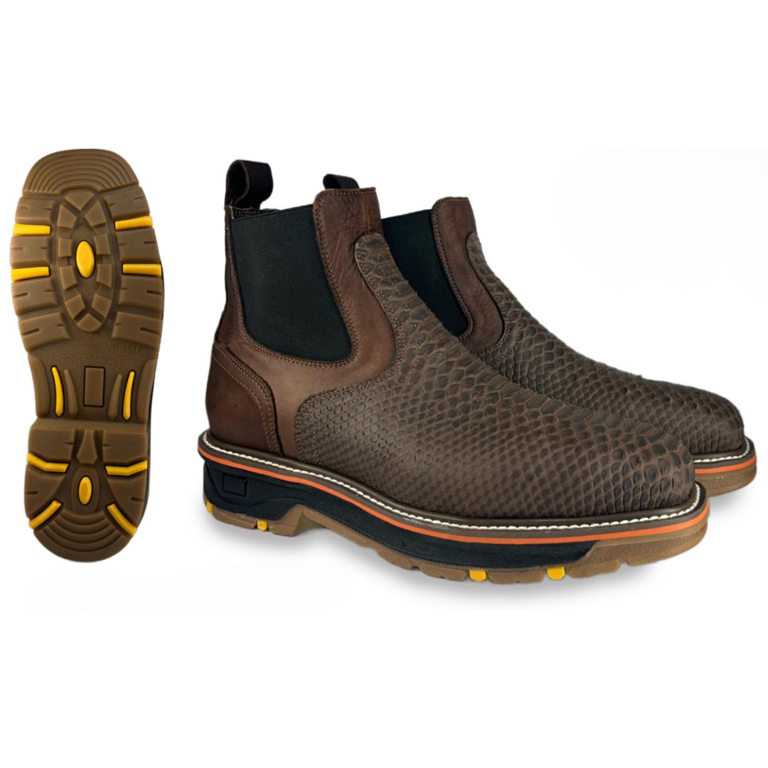 Bota de Trabajo Chelsea con Grabado Piton con Casco de Acero 3964