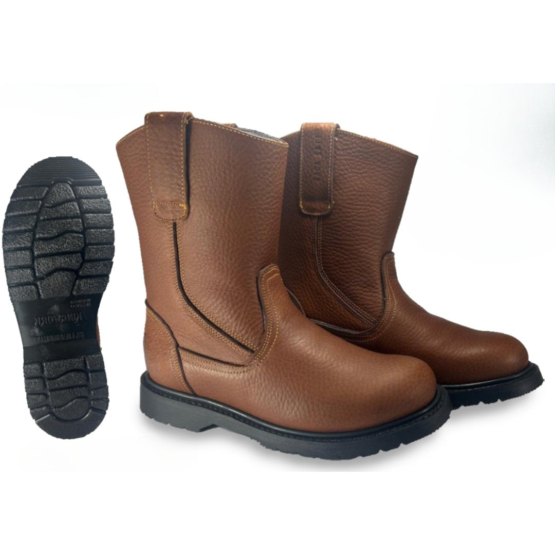 Silver Bull Lace Up Work Boots - Square Steel Toe