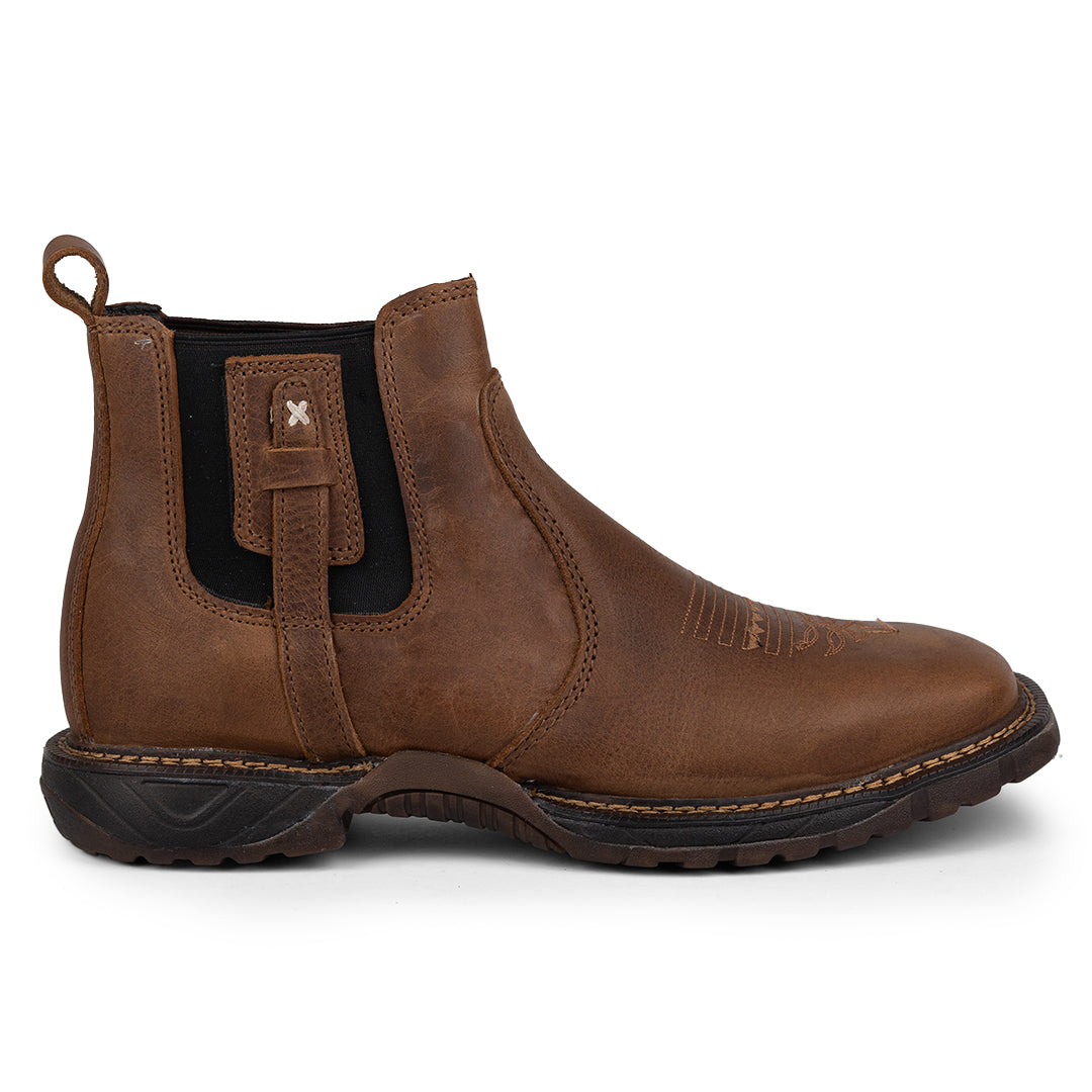 Vista lateral de la bota Chelsea de trabajo Cebu Outback Crazy Tan disponible en Boot Place.