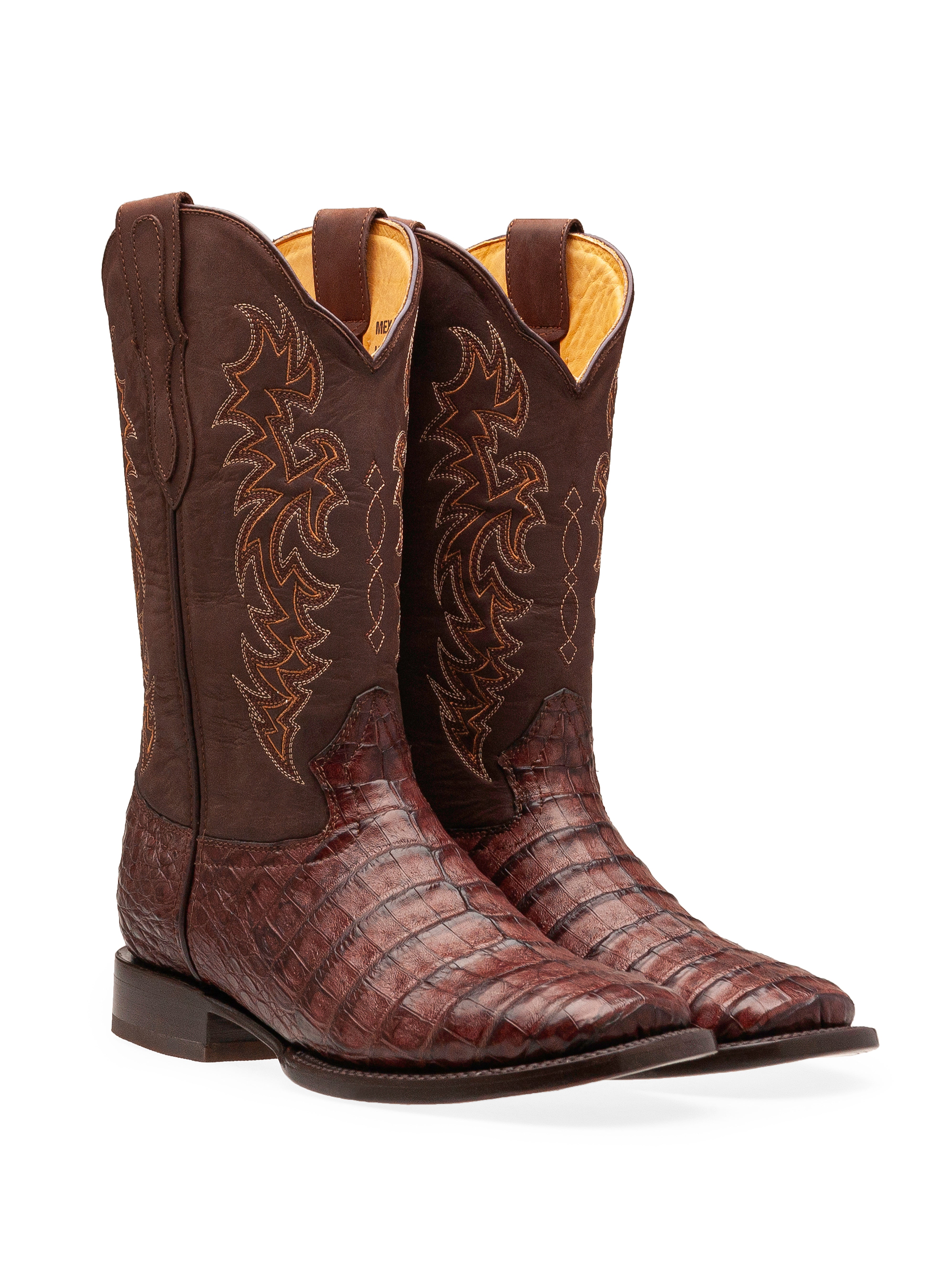 Bota Vaquera con Piel de Panza de Cocodrilo Cognac Stockton