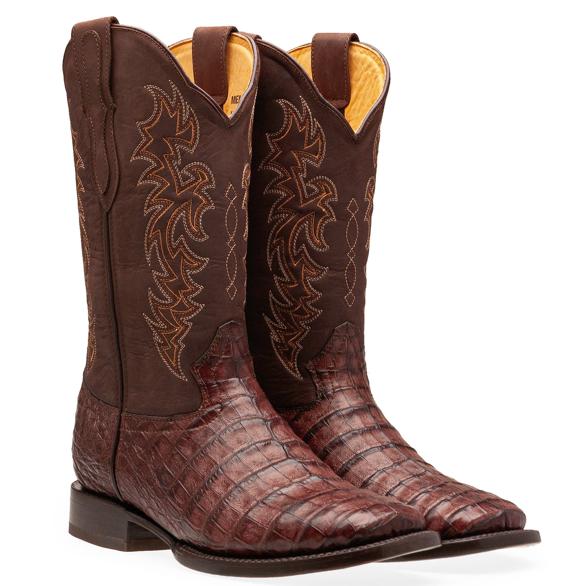 Bota Vaquera con Piel de Panza de Cocodrilo Cognac Stockton